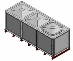 3000 Litre GRP Sectional Water Tank, 3x1x1 Internally Flanged Base (IFB)