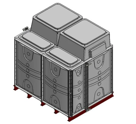 4500 Litre GRP Sectional Water Tank, Internally Flanged Base, Divided, AB Airgap 3 4500 Litre GRP Sectional Water Tank, Internally Flanged Base, Divided, AB Airgap