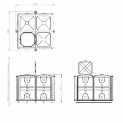 6000 Litre GRP Sectional Water Tank, 2x2x1.5 Internally Flanged Base (IFB) -TANKS DIRECT Sales 4216 6476