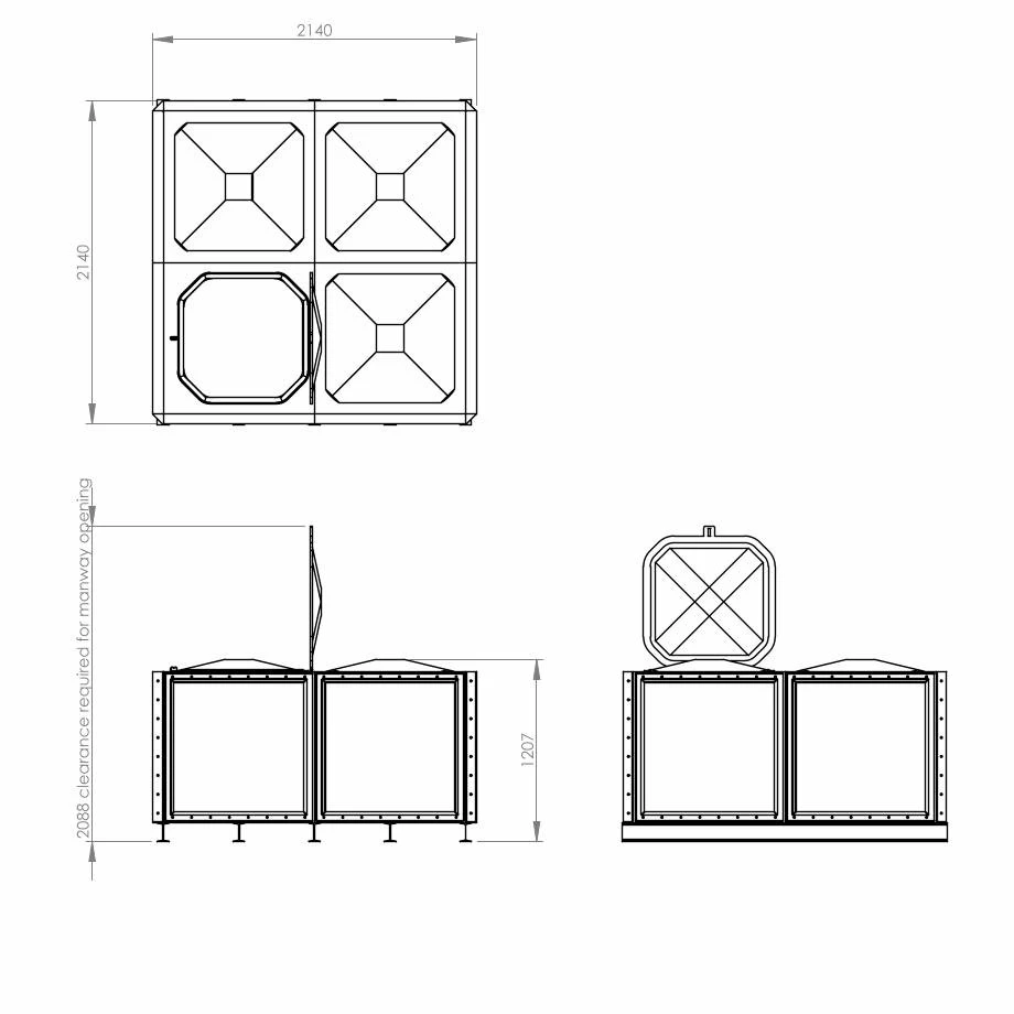 4000 Litre GRP Sectional Water Tank, Internally Flanged Base (IFB) 5 4000 Litre GRP Sectional Water Tank, Internally Flanged Base (IFB) - Image 3