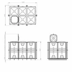 12000 Litre GRP Sectional Water Tank, 3x2x2 Internally Flanged Base (IFB) -TANKS DIRECT Sales 4219 6483