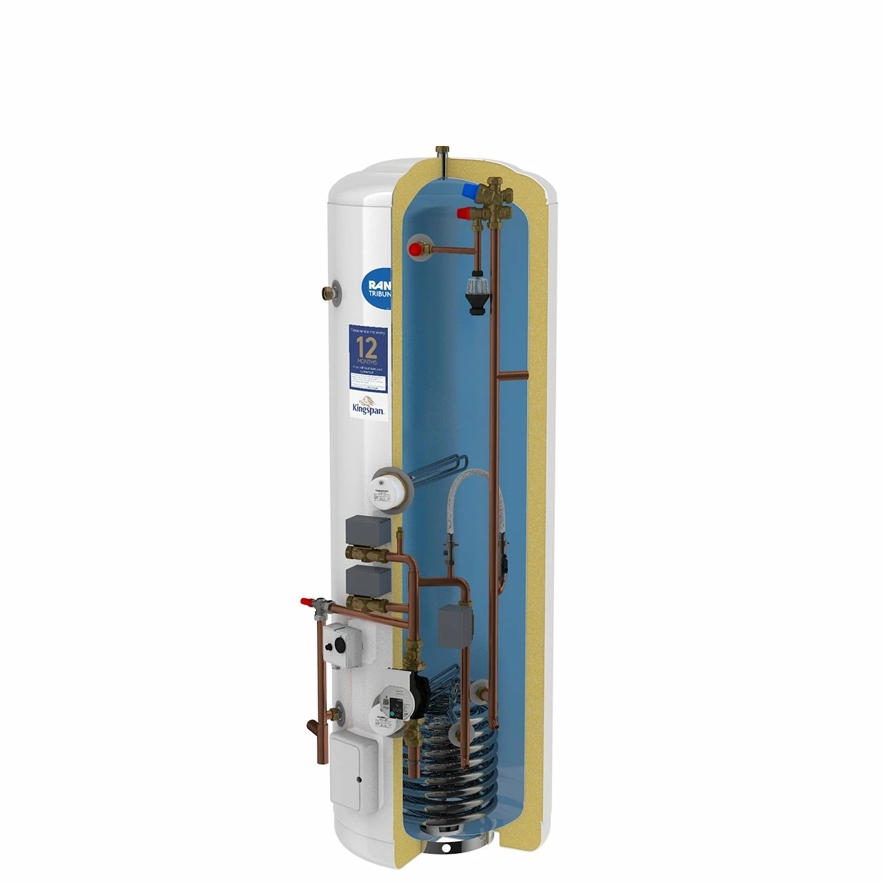 Kingspan Range Tribune HE 250 Litres Unvented Vertical Pre-Plumbed Indirect Hot Water Cylinder 4 Kingspan Range Tribune HE 250 Litres Unvented Vertical Pre-Plumbed Indirect Hot Water Cylinder - Image 2
