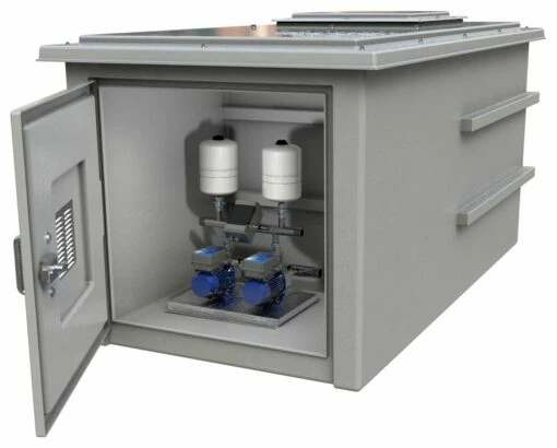 2143 Litre GRP Pump Enclosure With Built In Tank And Twin Pump 160L/Min Max 3636-2143 -TANKS DIRECT Sales 45735 21685