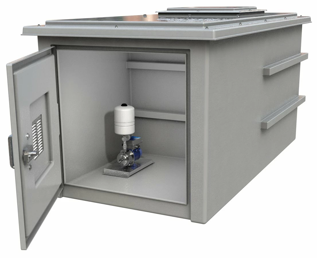 3000 Litre GRP Pump Enclosure With Built In Tank And 80L/min Single Pump 8000-3000 3 3000 Litre GRP Pump Enclosure With Built In Tank And 80L/min Single Pump 8000-3000