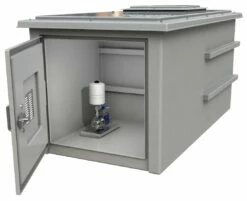 8000 Litre GRP Pump Enclosure With Built In Tank And 80L/min Single Pump 12000-8000