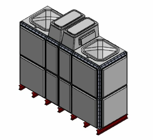 7788 Litre GRP Sectional 3x1x2 Water Tank, Totally Internally Flanged, Divided, AB Airgap 3 7788 Litre GRP Sectional 3x1x2 Water Tank, Totally Internally Flanged, Divided, AB Airgap